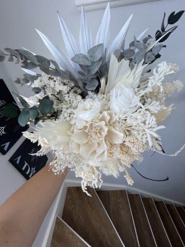 ivory and green wedding bouquet, Ready for purchase, Keepsake bouquet. dried and preserved flowers