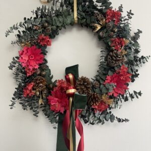 preserved real wreaths traditional colours, red green gold