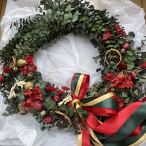 REAL preserved Christmas Wreath Red white green