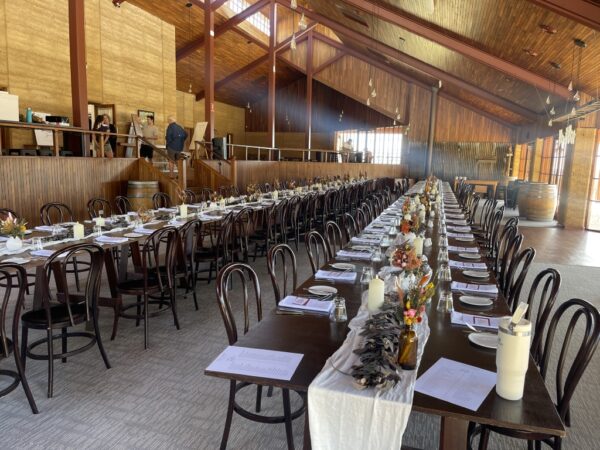 long table set up using our Native flowers Hire