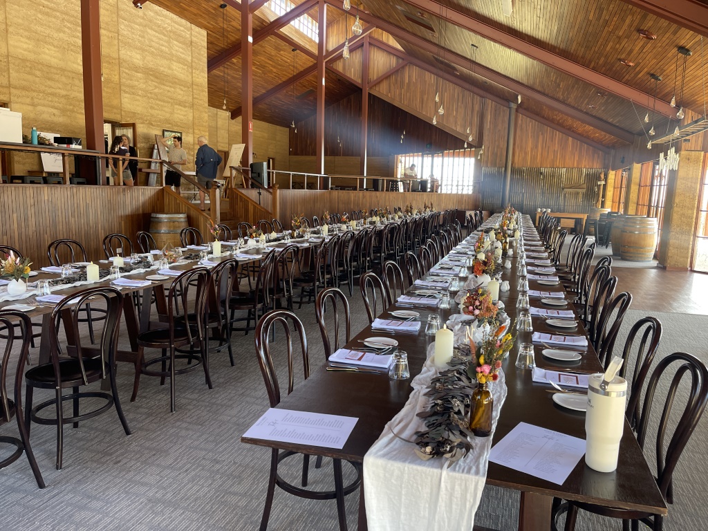 long table set up using our Native flowers Hire