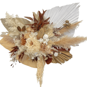 neutral toned large vertical arrangement dried & preserved real flowers
