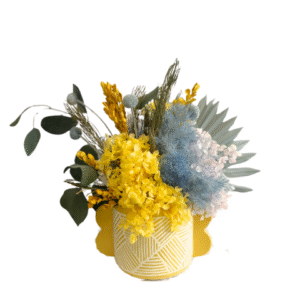 Medium Yellow and Blue Floral Arrangement (short)