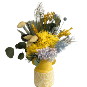 Medium Yellow and Blue Floral Arrangement (tall)